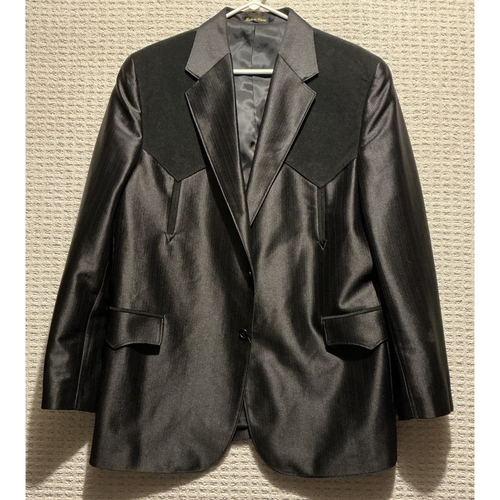 Circle S Texas Sport Coat Jacket NWOT Black Yoke 44R Western Cowboy Luxe Rodeo